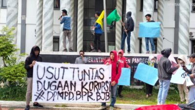 HMI dan SEMMI Demo Dugaan Korupsi Dinas DPMPD, Bank BJB dan BPR Berkah Pandeglang