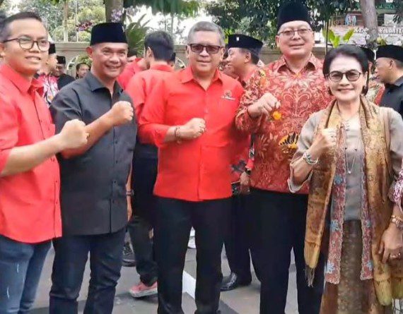 Tampak Bunda Susi bersama Sekjen PDI Perjuangan,Hasto Kritianto,Djarot dan Didik Gatot Subroto Wakil Bupati Malang dilokasi.Jumat (21/06/2024) poto-ist