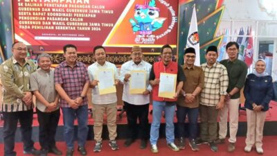 KPU Jatim Resmi Tetapkan Tiga Pasangan Calon di Pilgub Jatim 27 Nopember 2024