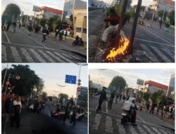 Polisi Bubarkan Aksi Warga Yang Protes Tewasnya Driver Ojol Karena Dilindas Kendaraan Taktis Brimob